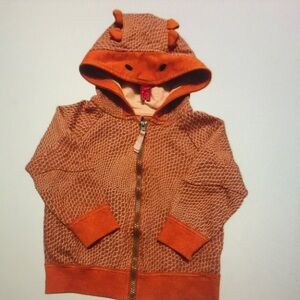 Kids Orange Hooded Zip-Up Sweater Jacket